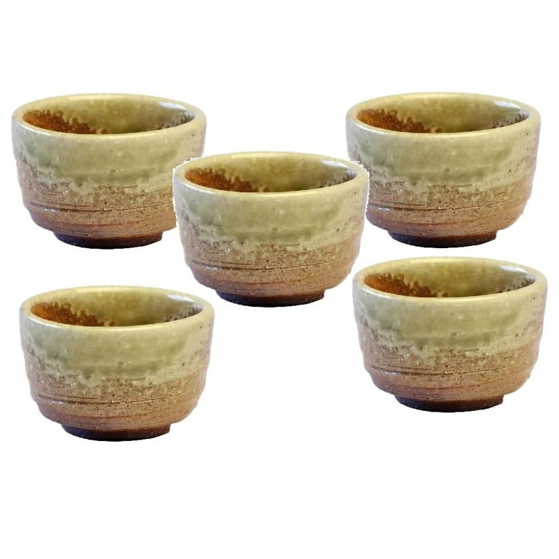 Guinomi Shigaraki ware Japanese Sake cup set of 5 Old Shigaraki Japan