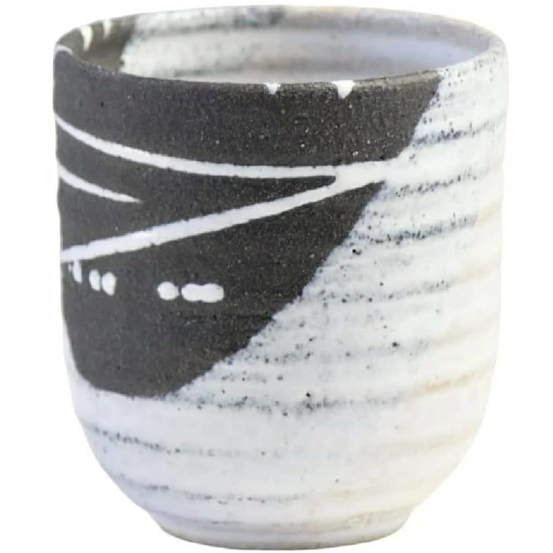 Yunomi Shigaraki ware Japanese green tea cup Shiosai Black glaze Japan