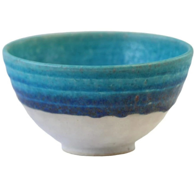 Shigaraki ware Japanese Rice bowl Gohan Chawan Aqua Blue glaze Japan