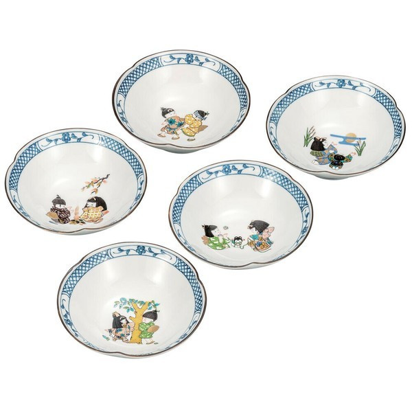 Kobachi Kutani Ware Warabe ・4.5 Small Bowls  Set of 5  Japanese Ta
