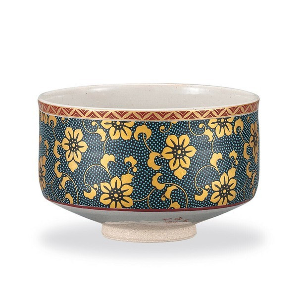 Kutani ware Japanese Matcha Tea bowl Aochibu Tessen Blue dot Japan