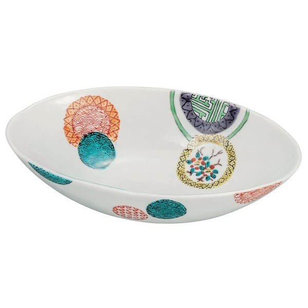 Kutani Ware Colorful Circle Pattern Bowl Japanese Tableware Japan