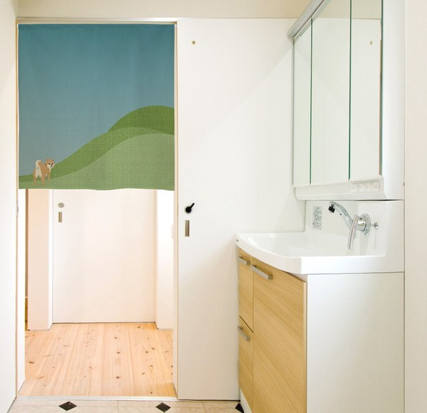 Noren Japanese door curtain 33.5x35.4 in polyester Shiba Inu Back View Japan