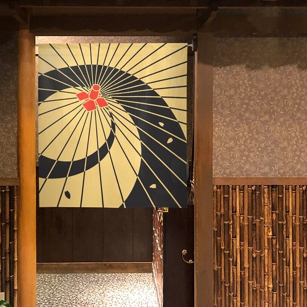 Noren Japanese door curtain 33.5x35.4 polyester Japanese Umbrella Flower Petals
