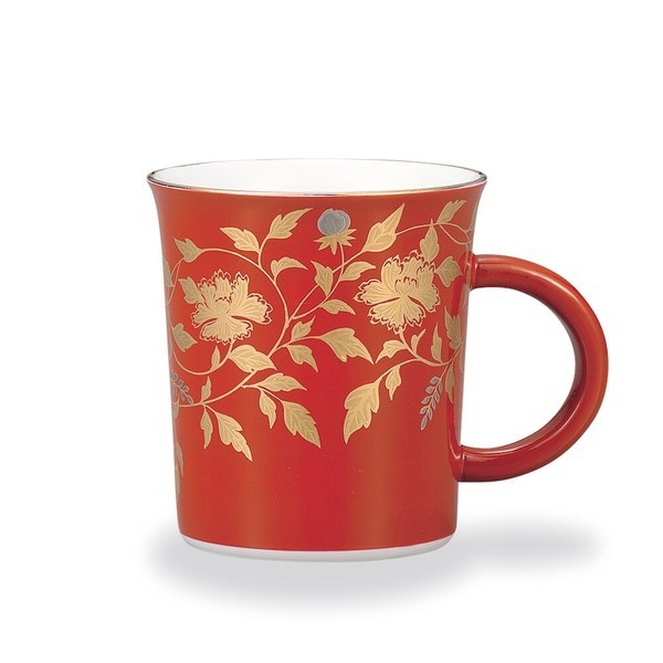 Gold-Decorated Kutani ware Kinran-de Japanese Mug Coffee Tea cup Japan Red
