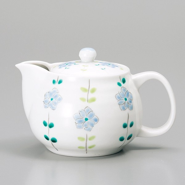 Kutani ware Japanese Tea pot Green tea Kyusu Senka Floral Navy Japan Koyo kiln