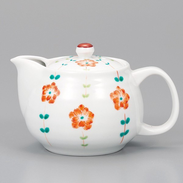 Kutani ware Japanese Tea pot Green tea Kyusu Senka Floral Red Japan Koyo kiln