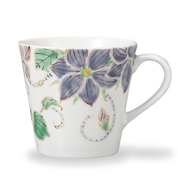 Kutani ware Japanese Mug Coffee Tea cupTsuyoshi Sato Clematis Design Japan