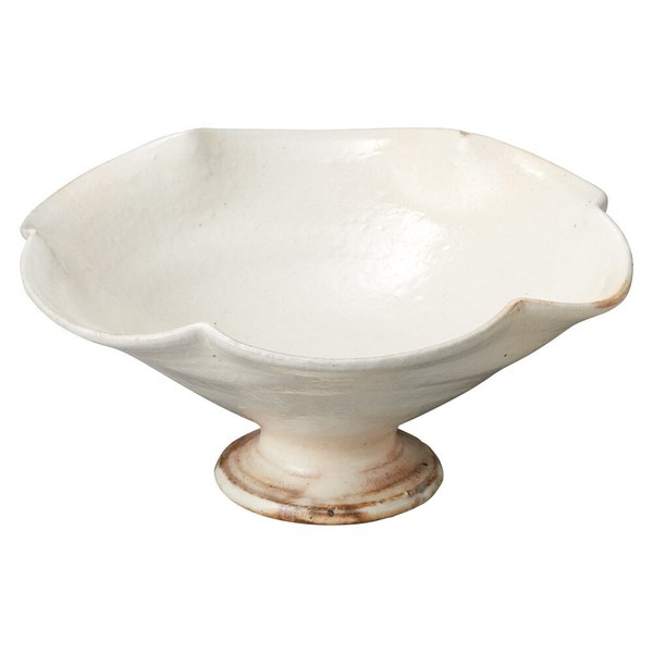 Shigaraki Ware Japanese pottery bowl Kohiki White Yohen Rim Flower Kodai Hachi
