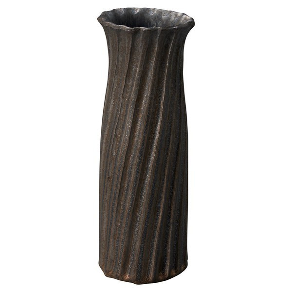 Shigaraki Ware Tawami Japanese flower Pot Vase  Japan Gold Patina Black Japan