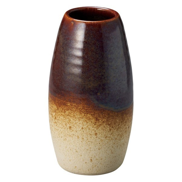 Shigaraki Ware Japanese pottery Flower Vase  Brown Glass Kiln-Changed Glaze