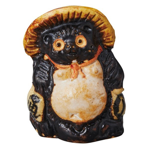 Putit Tanuki Shigaraki ware Racoon dog Brown Japense pottery Made in Japan Black