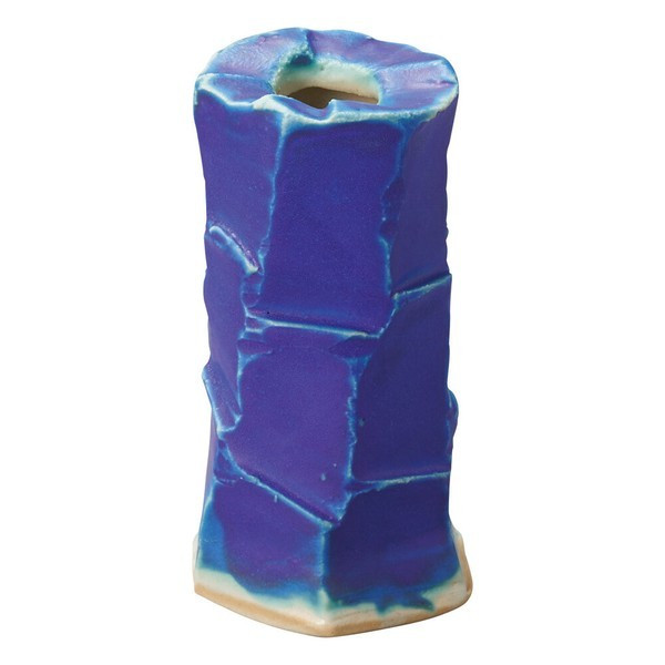 Shigaraki Ware Japanese pottery Mini Flower Vase  Ice Pillar Ruri Blue Japan