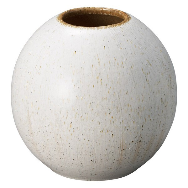 Shigaraki Ware Tama Round Flower Vase Made in Japan White glaze Tessa