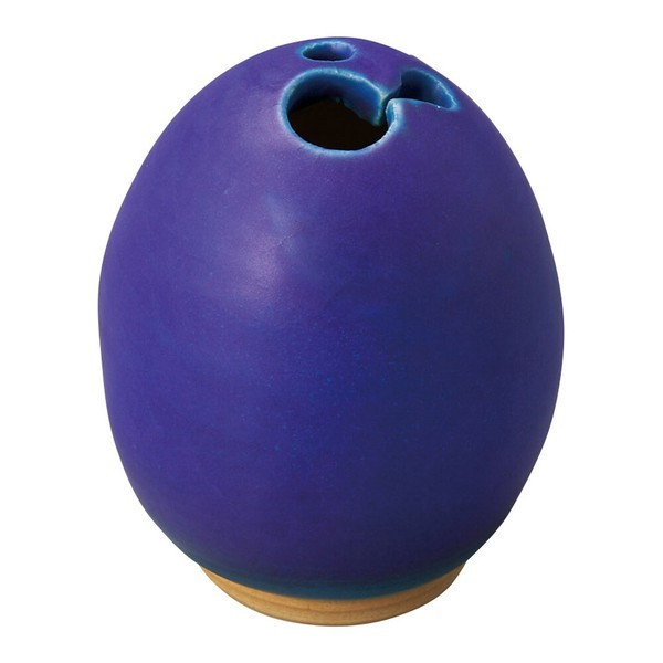 Shigaraki Ware Japanese Mini Flower Vase  Hana Tamago  Ruri Blue Japan