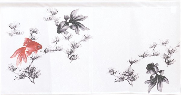 Noren Japanese door curtain 33.46x17.6 in polyester Goldfish and aquatic plants