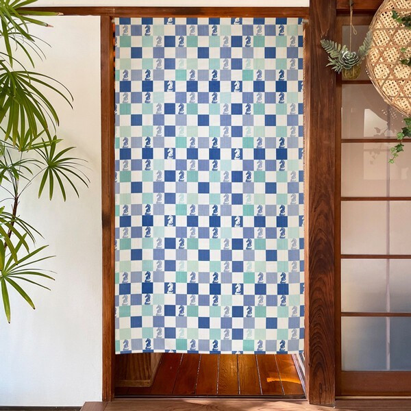 Noren Japanese Door Curtain Tapestry PolyesterChess Pieces 85x150 cm Japan