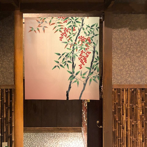 Noren Japanese door curtain 33.5x35.4 in polyester Nandina / Sacred Bamboo