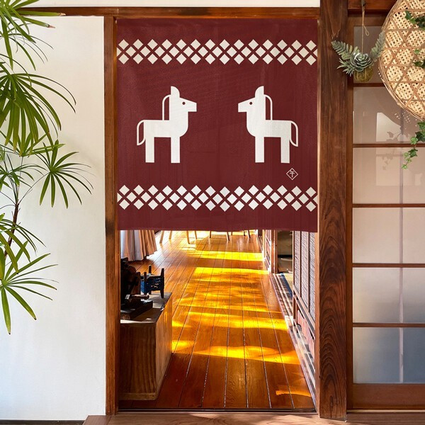 Noren Japanese Door Curtain Tapestry PolyesterHorse & Diamond 85x90 cm Japan