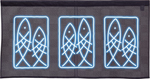 Noren Japanese door curtain 33.46x17.6 in polyester Neon style Fish Japan