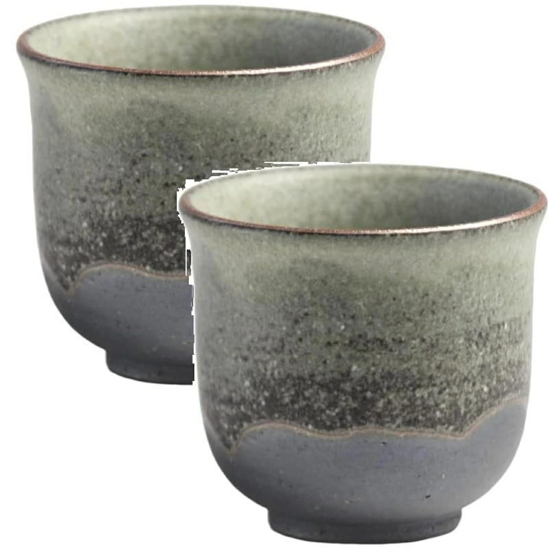 Yunomi Shigaraki ware Japanese green tea cup Moegi Kakewake glaze Japan