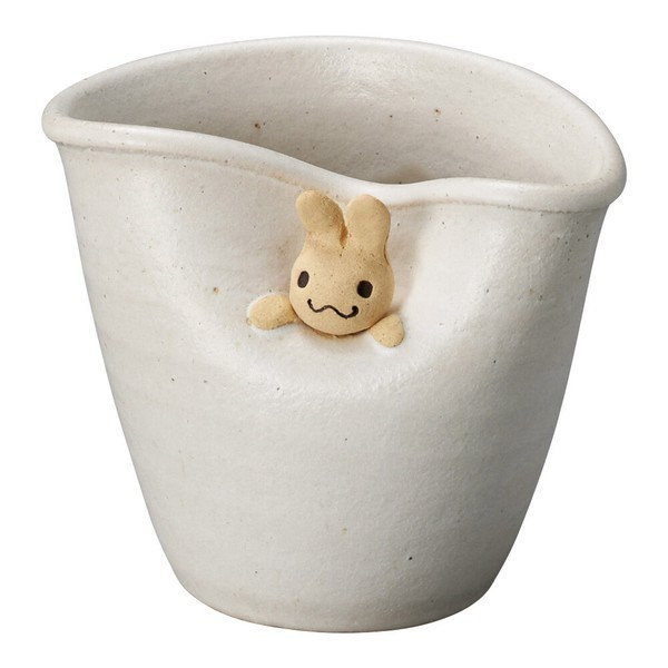 Shigaraki Ware Flower Vase Tawami pot Mado Usagi Cute Rabbit design 13.5cm Japan
