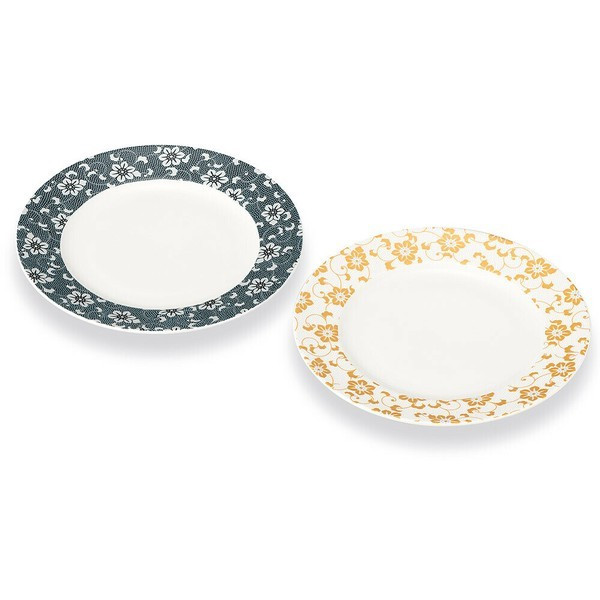 Pair Kutani ware porcelain Japanese  Flat plate 20cm Tessen pattern Dot Japan