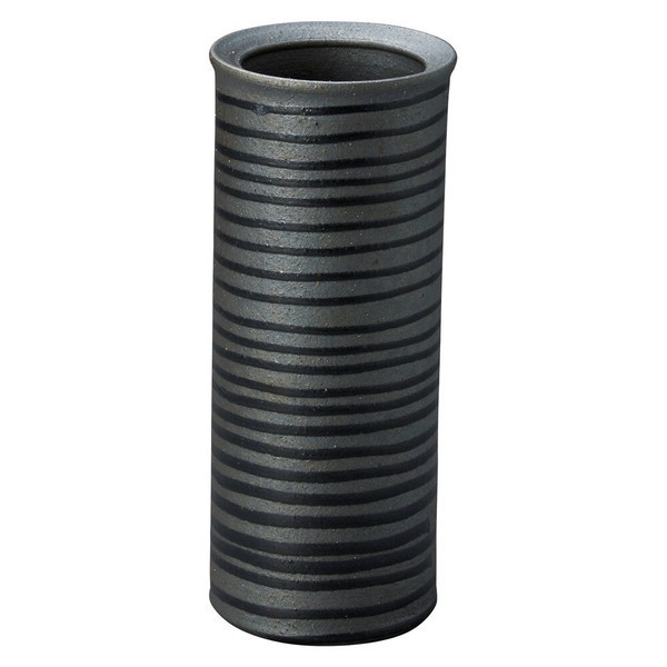 Shigaraki Ware Flower Vase with Black Line pattern H25cm Made in Japan