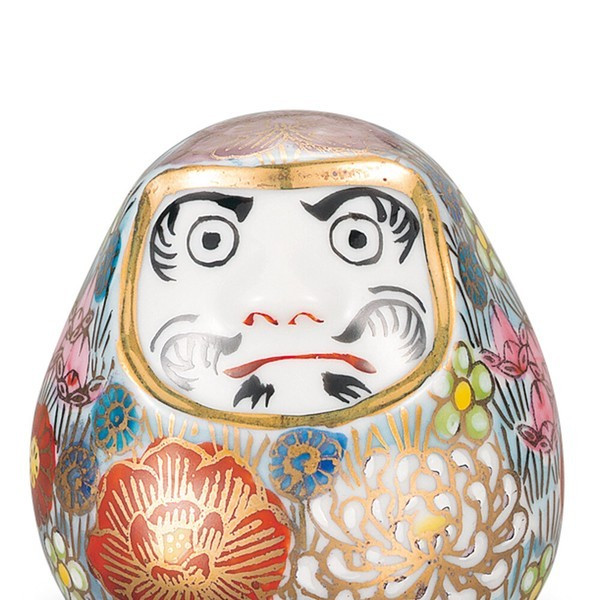 Kutani Ware Daruma Doll  Japanese porcelain Ornament Japan Hanatsume Blue Taishi