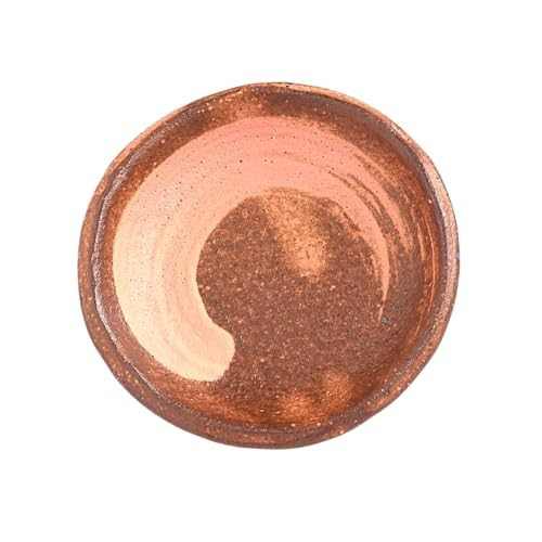 Shigaraki ware Japanese pottery small plate Brush marks Hakeme Peach brown Japan