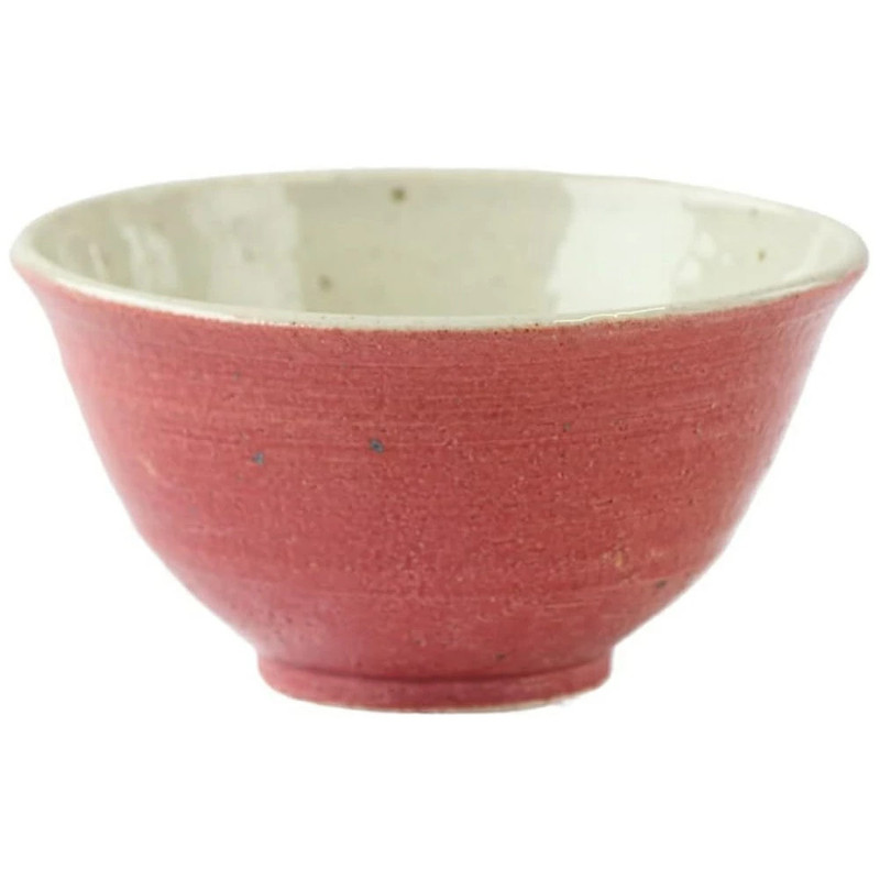 Shigaraki ware Japanese Rice bowl Gohan Chawan Saiun Red glaze Japan