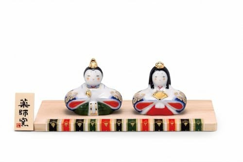 Japanese Hinamatsuri Hina Dolls Mino ware Sometsuke Seat Dolls Hana Komon Japan