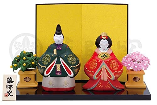 Japanese Hinamatsuri Hina Dolls Mino ware Gold glaze Standing Fuga Marumon Japan