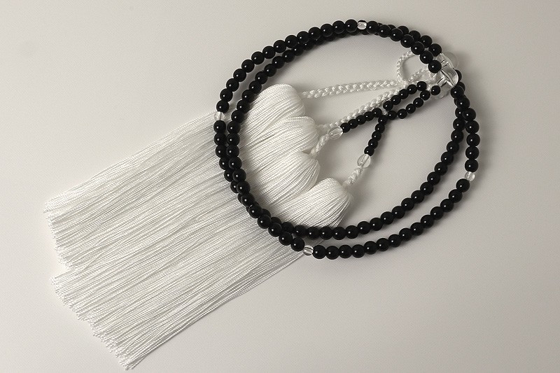 Kyoto P Ebony Choncho Prayer Juzu Beads P-Finish Rayon 15 Monme Tassels Japan