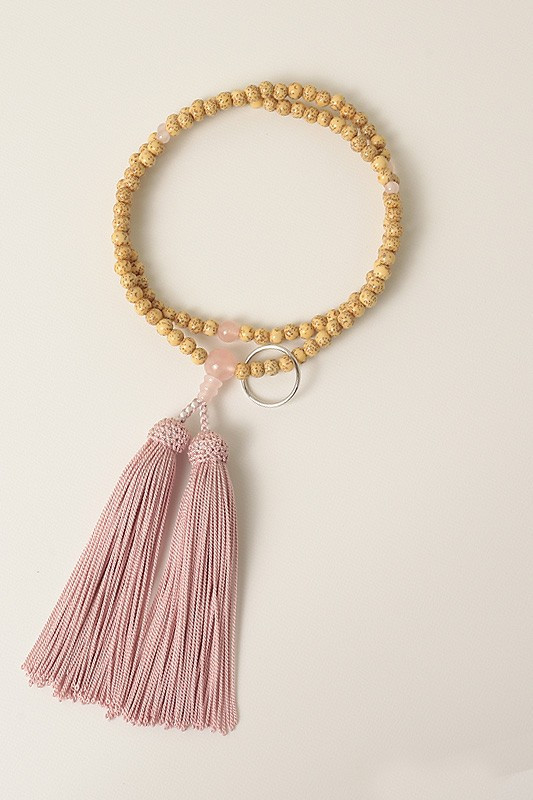 Kyoto Juzu Japanese Buddhist Mala Sodo shu Seigetsu Linden Rose quartz Zen Japan