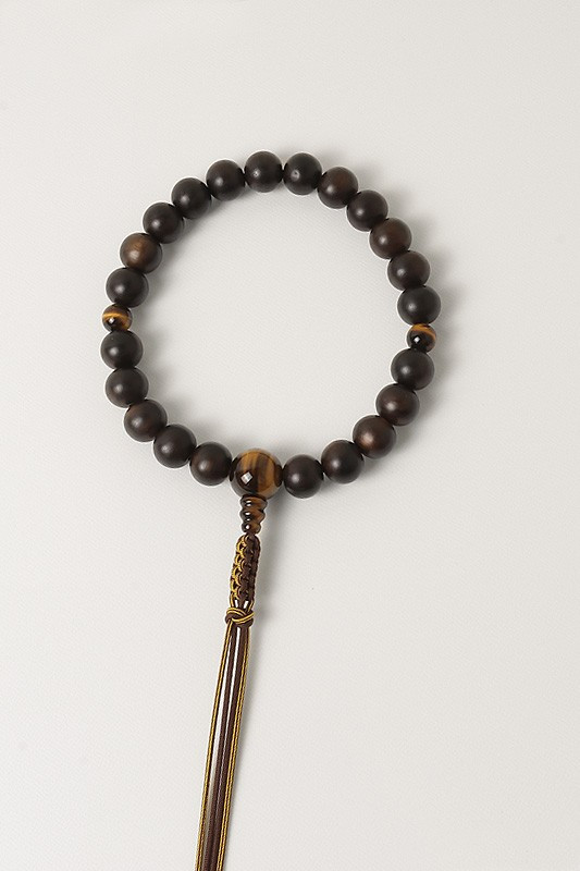 Kyoto Juzu Japanese Buddhist Mala Jodo shinshu Stripe Black Ebony Tiger eye