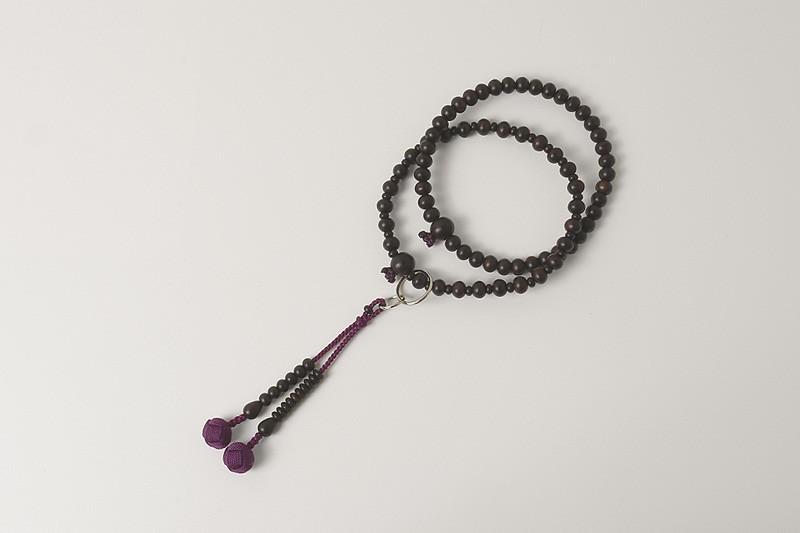 Kyoto Juzu Japanese Buddhist Mala Jodo shu Matte Stripe Black Ebony Woman Japan