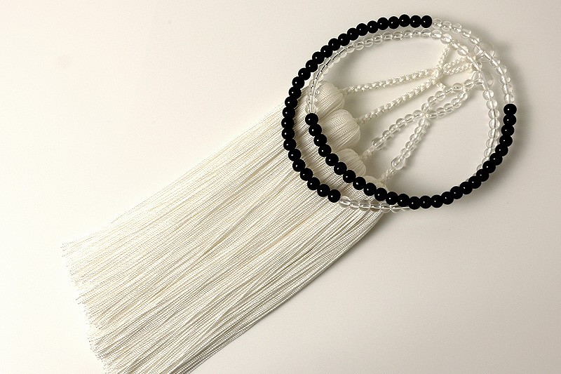 Kyoto Ebony Clear Quartz Buddhist Juzu Beads Hanshozoku 20 Monme Silk Tassels