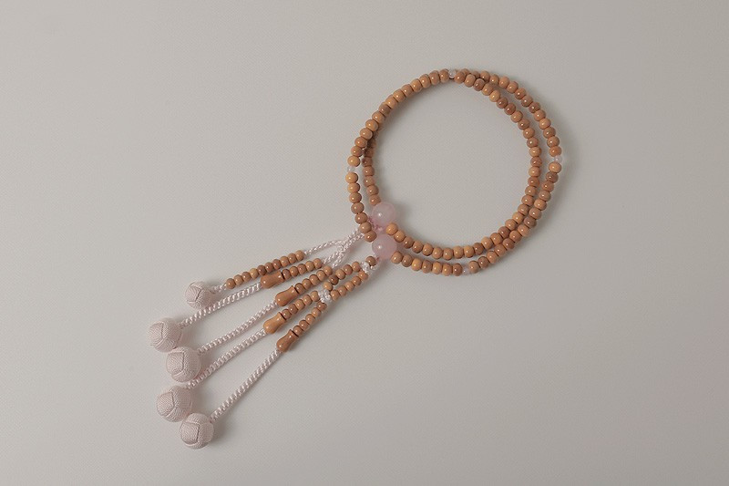Kyoto Juzu Japanese Buddhist Mala Nichiren Boxwood Rose quartz Woman Japan