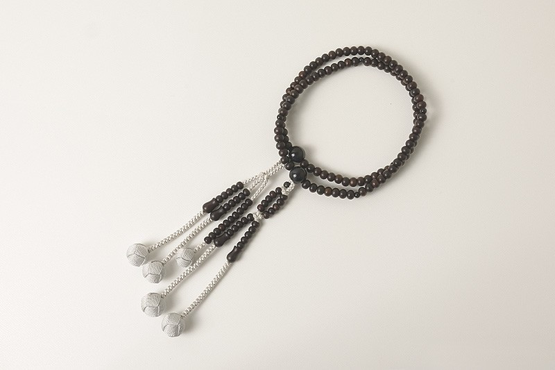 Kyoto Juzu Japanese Buddhist Mala Nichiren Matte Black ebony Hawks eye Woman