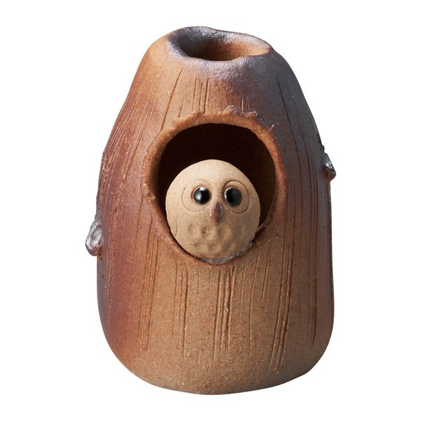 Shigaraki Ware Owl Fukuro Mini Flower Vase Japanese pottery Made in Japan 233