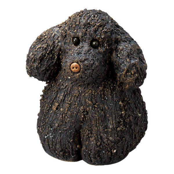 Shigaraki Ware Moko Dog Figurine Black Large Japanese Pottery Made in Japan