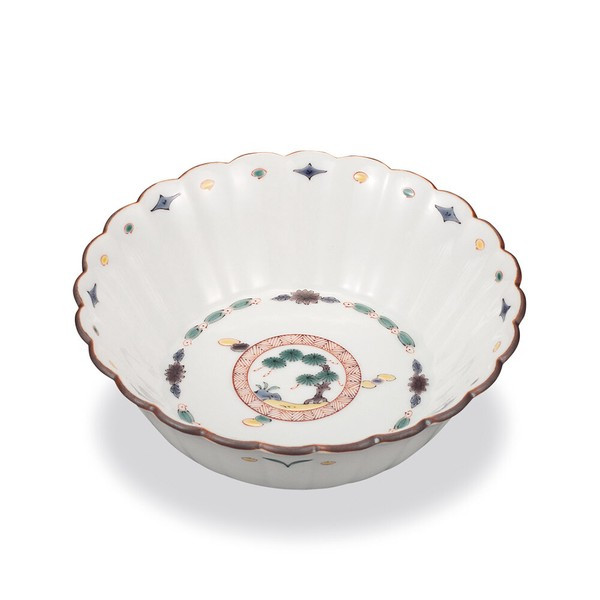 Kutani Ware 15cm Bowl Matsumaru Pine Pattern Made in Japan Ginsen kiln