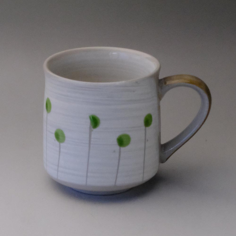 Mino ware Japanese Ceramic Mug Coffee Tea cup New leaves Green 300ml Japan