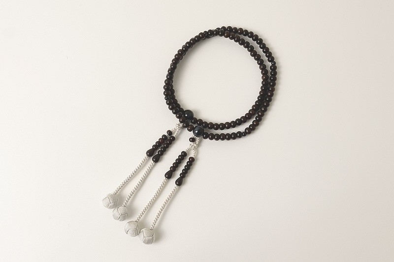 Kyoto Juzu Japanese Buddhist Mala Shingon Matte Stripe ebony Hawks eye Women