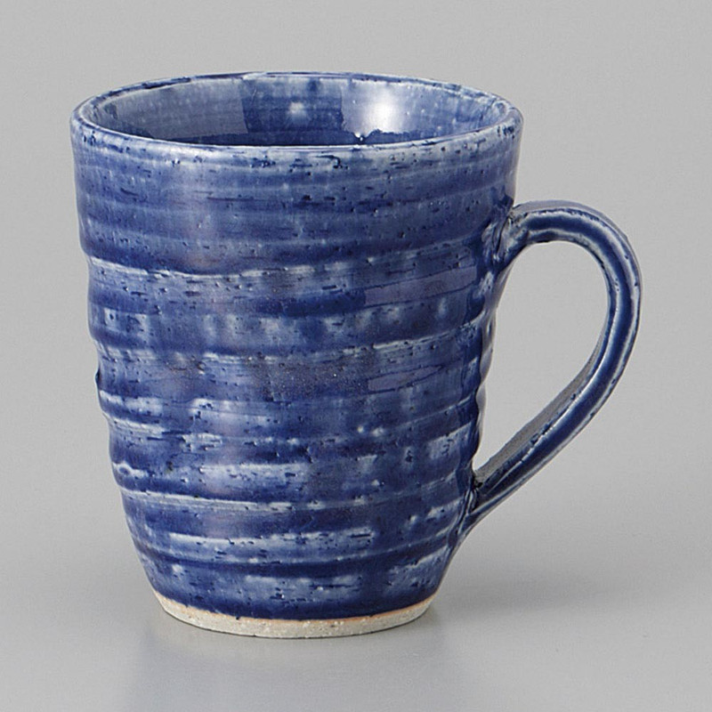 Mino ware Japanese Ceramic Mug Coffee Tea cup Deep Blue Handmade Artisan Pottery