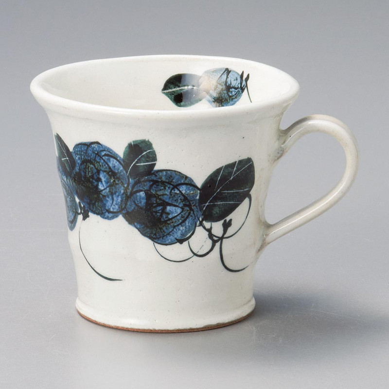 Mino ware Japanese Ceramic Mug Coffee Tea cup Blue Rose pattern Japan