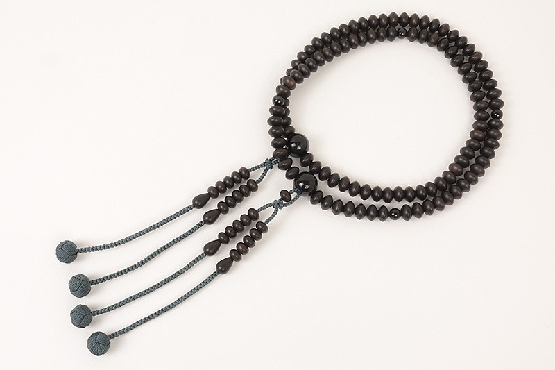 Kyoto Juzu Japanese Buddhist Mala Shingon Matte Stripe ebony Hawks eye Shaku3