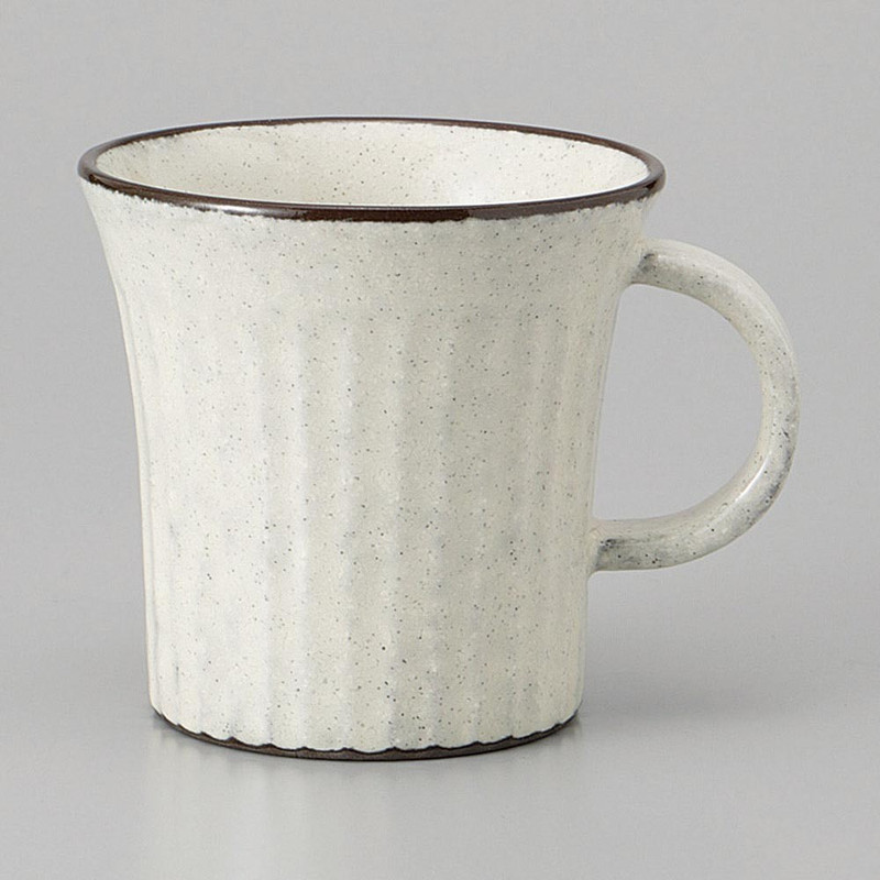 Mino ware Japanese Ceramic Mug Coffee Tea cup White glaze carved texture Japan