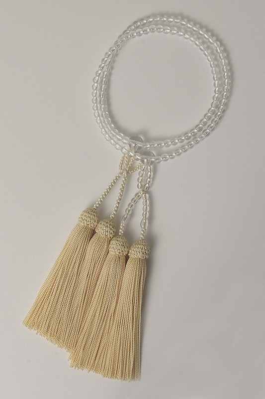 Kyoto Juzu Japanese Buddhist Mala Jodo shinshu Crystal quartz Japan Cream